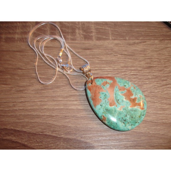 Gemstone Blue Teardrop Necklace - Picture 2 of 4